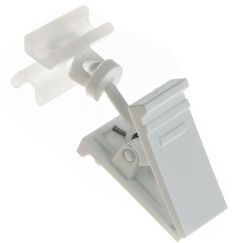 0086 Biała obrotowa żabka ze ślizgiem do profili aluminiowych