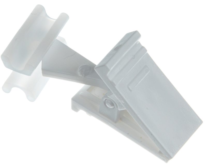 0090 Biała ruchoma żabka ze ślizgiem do szyn aluminiowych