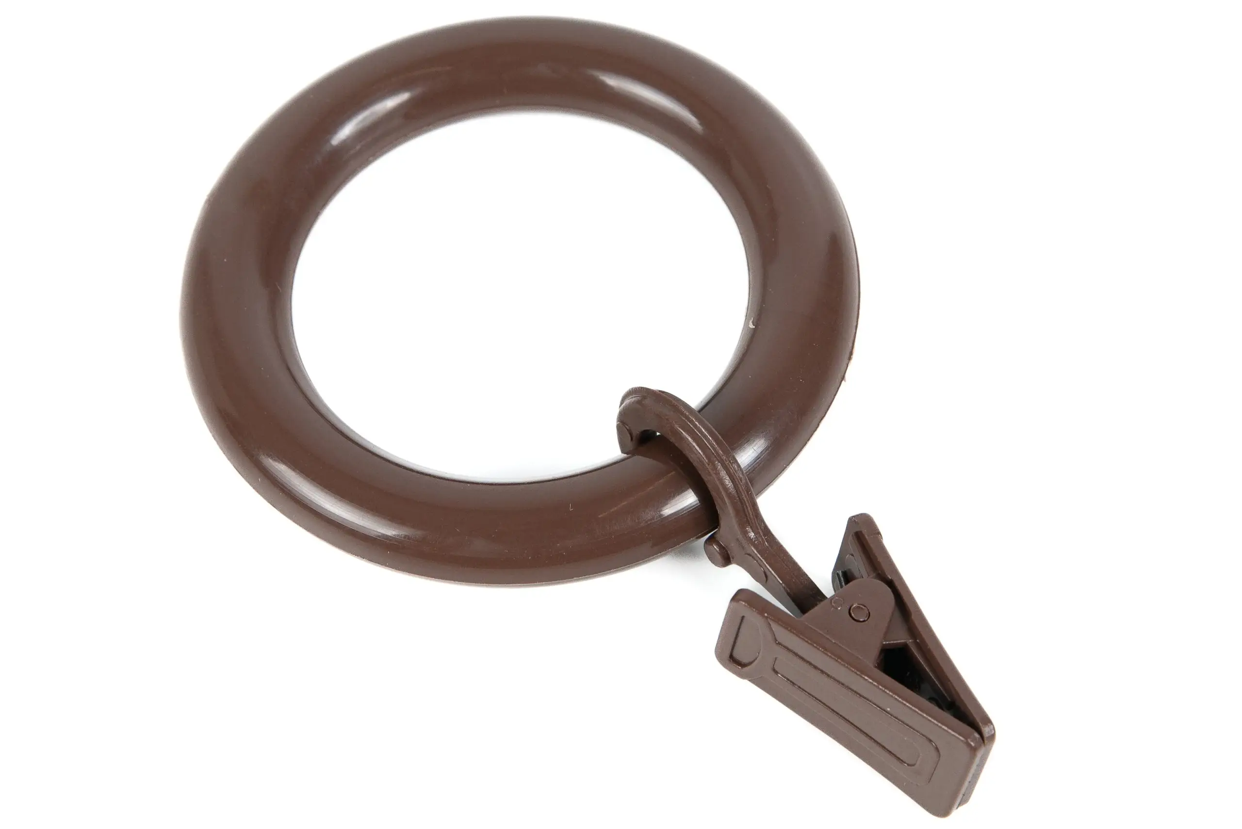 Kółka plastikowe z żabką orzech FI 37mm do karniszy drewnianych